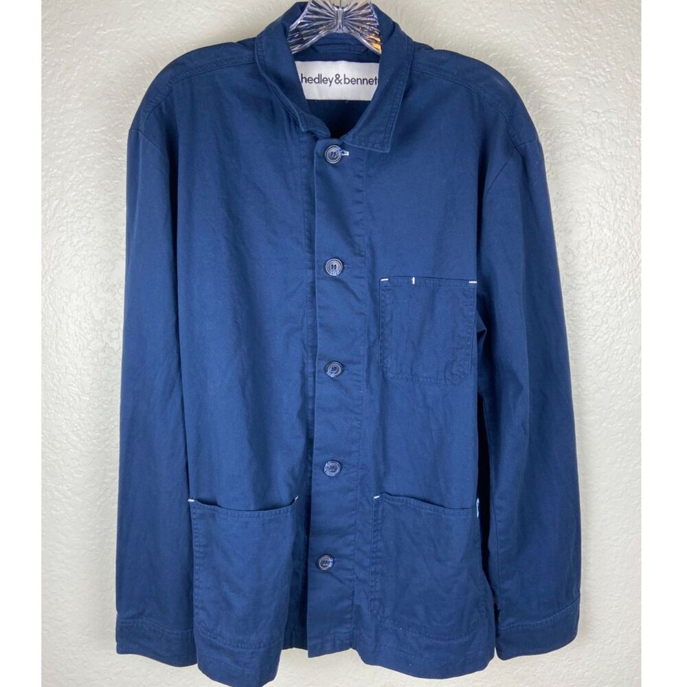 Hedley & Bennett Long Sleeve Button Up Workshirt/Chef's Jacket Firehouse Navy  L